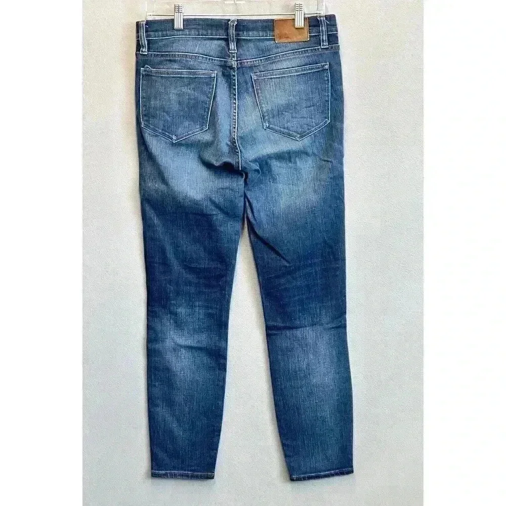 J Crew Jeans Women's Size 28 Toothpick Skinny Mid Rise Distressed‎ Blue Denim